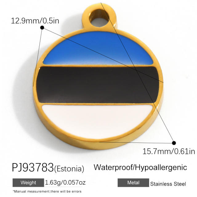18K real gold plated color enamel flag element stainless steel charm diy jewelry accessory