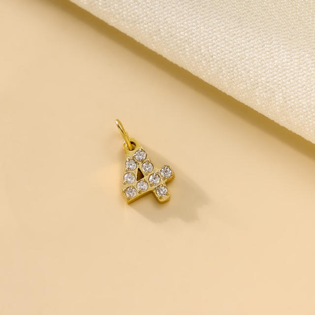 Diamond Zircon Digital Heart Symbol Pendant Accessories Stainless Steel Electroplating DIY Handmade Jewelry