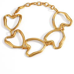18KG big size hollow heart chain stainless steel bracelet