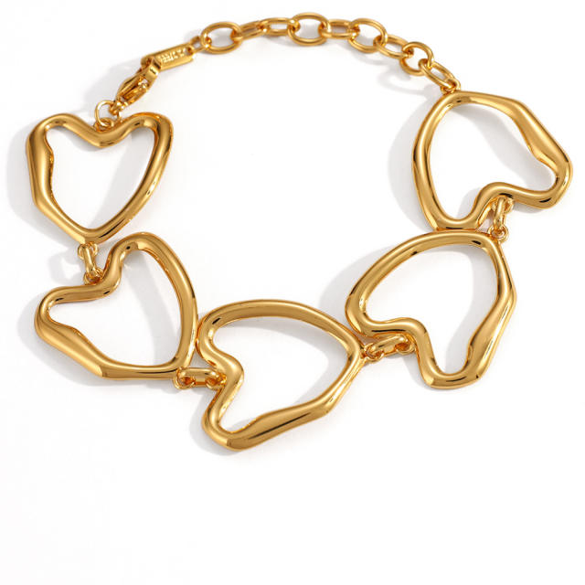 18KG big size hollow heart chain stainless steel bracelet