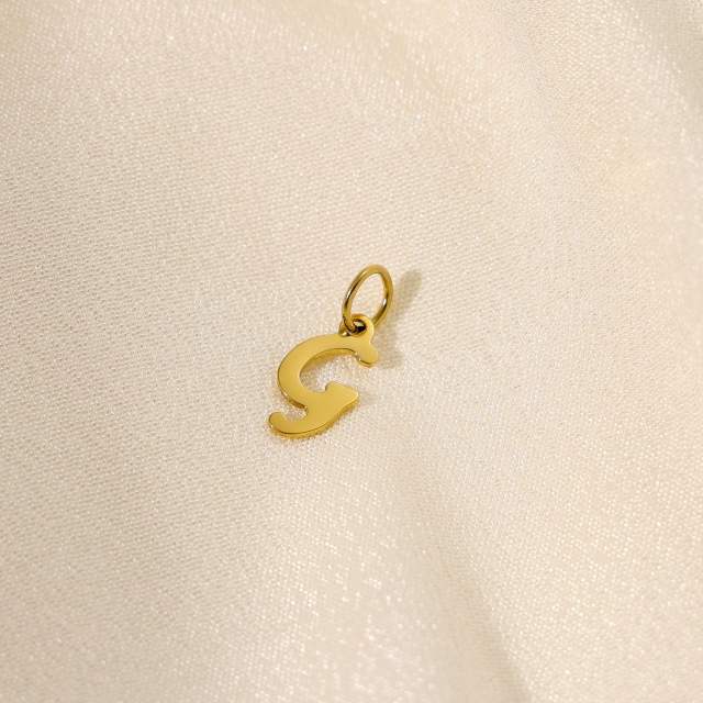 Stainless steel plating 14K gold 26 English letter pendant titanium steel DIY jewelry accessories wholesale