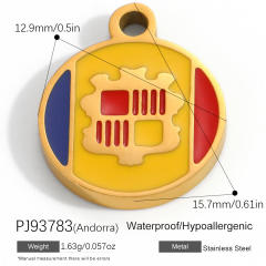 18K real gold plated color enamel flag element stainless steel charm diy jewelry accessory