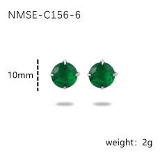 INS simple small color zircon stainless steel stud earrings