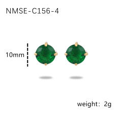 INS simple small color zircon stainless steel stud earrings