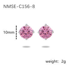 INS simple small color zircon stainless steel stud earrings