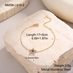 Delicate diamond star colorful stainless steel bracelet