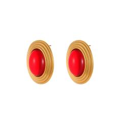Spring new design red color series stainless steel earrings rings set