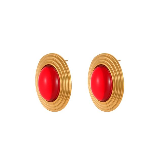 Spring new design red color series stainless steel earrings rings set