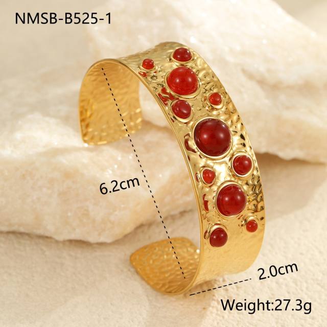 Spring new design red color series stainless steel earrings rings set