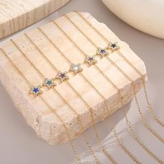 Delicate diamond star colorful stainless steel bracelet