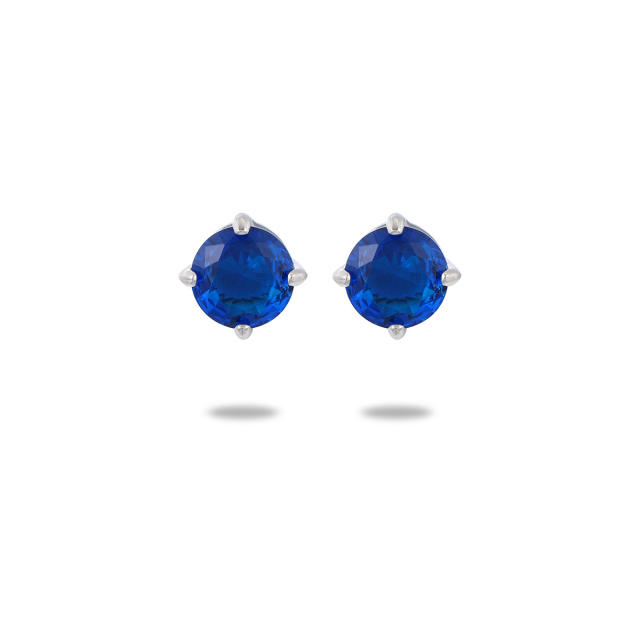 INS simple small color zircon stainless steel stud earrings