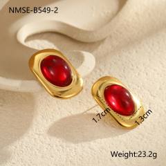 Spring new design red color series stainless steel earrings rings set