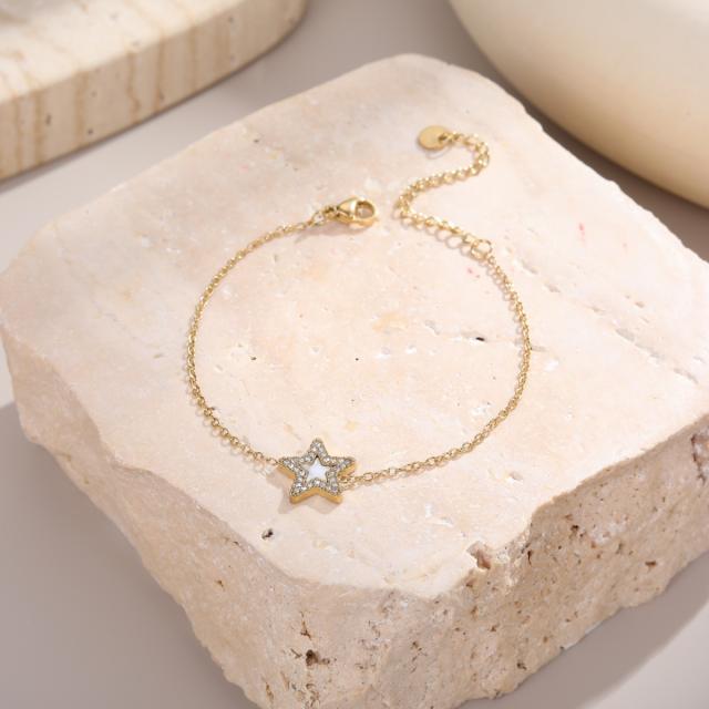 Delicate diamond star colorful stainless steel bracelet