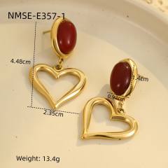 Spring new design red color series stainless steel earrings rings set