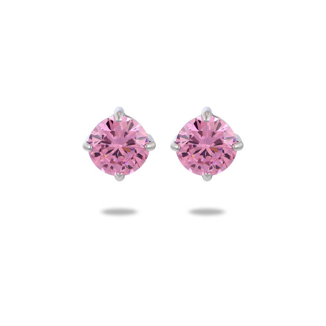 INS simple small color zircon stainless steel stud earrings
