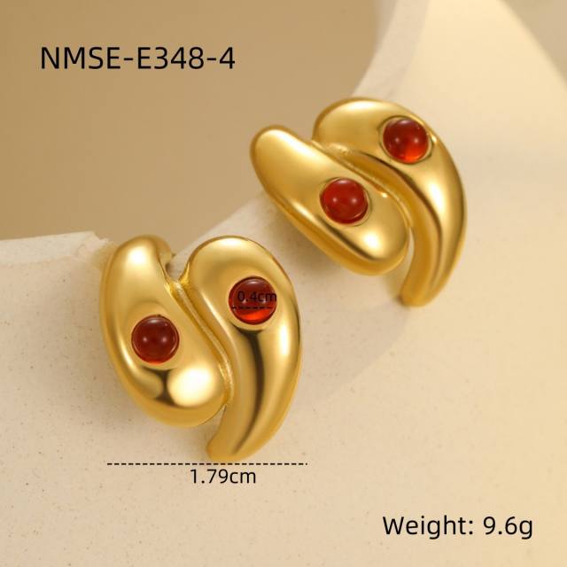 Spring new design red color series stainless steel earrings rings set