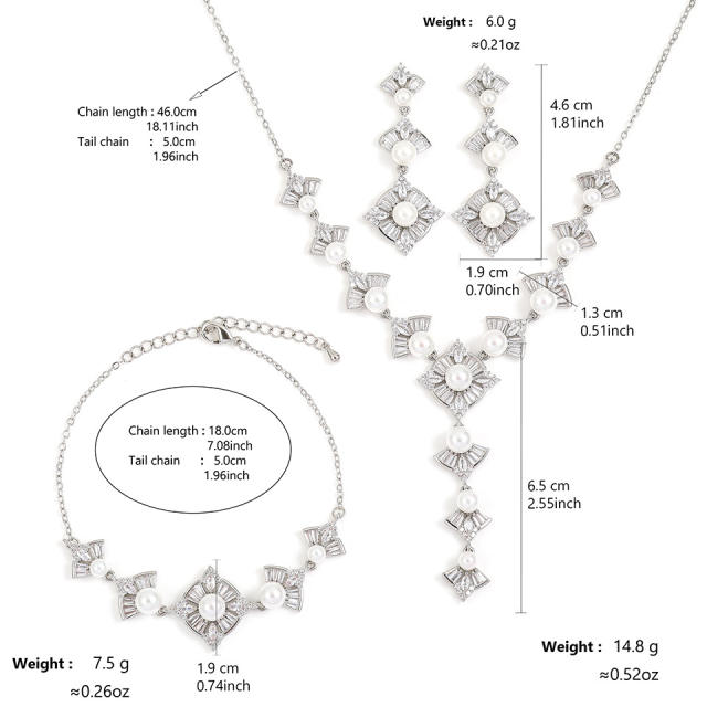 Water Drops Pearl Necklace Earrings Jewelry suit Women's High-end Bridal Accessories Jewelry Two-piece Set
