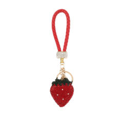 Fashion Full Diamond Strawberry Keychain for Women Creative Car Key Pendant