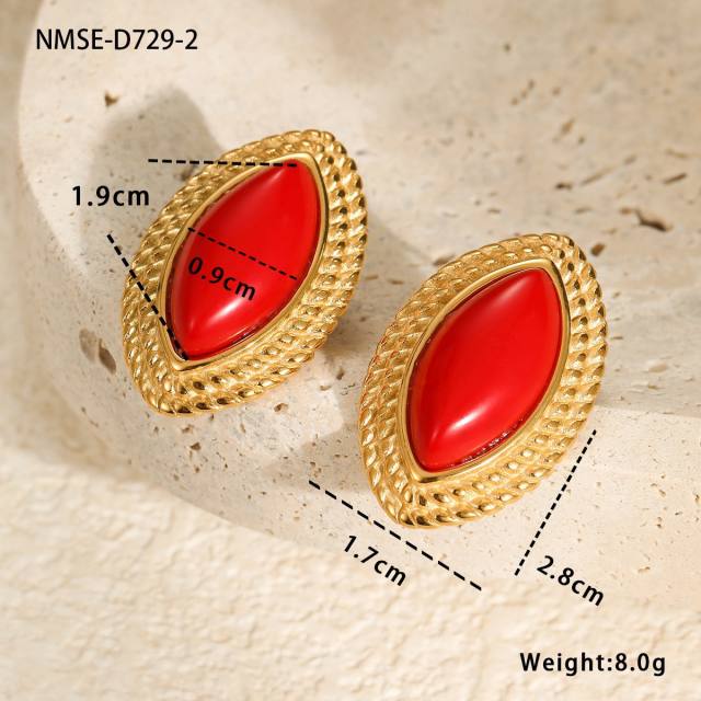Spring new design red color series stainless steel earrings rings set