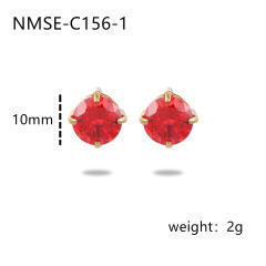 INS simple small color zircon stainless steel stud earrings
