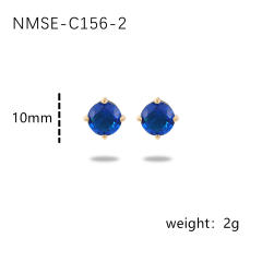 INS simple small color zircon stainless steel stud earrings