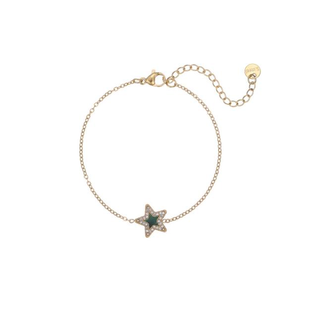 Delicate diamond star colorful stainless steel bracelet