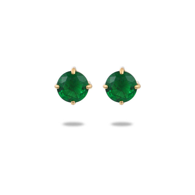 INS simple small color zircon stainless steel stud earrings