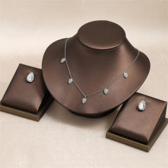 Water Drop Zircon Necklace Earrings Set  Exquisite Light Luxury Simple jewelry set