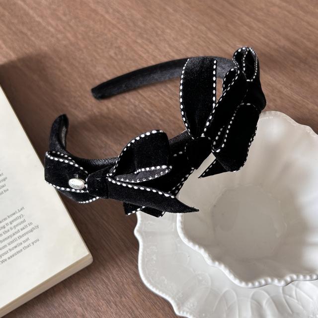 Vintage channel style bow women hair clips headband set