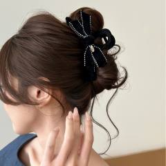 Vintage channel style bow women hair clips headband set