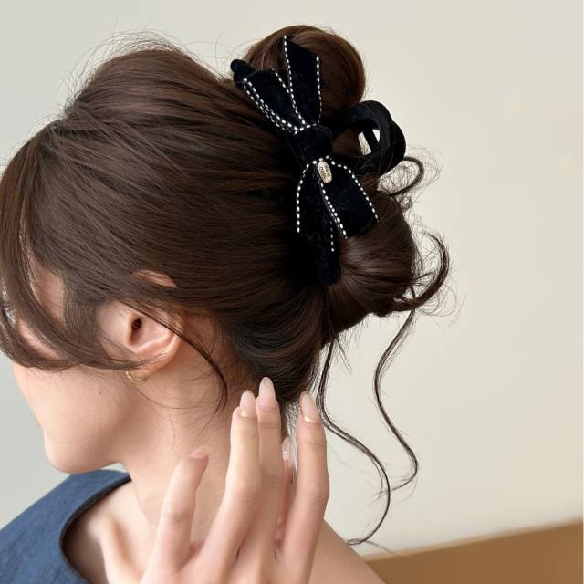 Vintage channel style bow women hair clips headband set