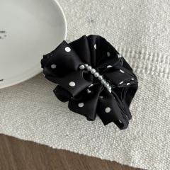 Korean fashion stain material pearl bead inlaid hair claw clips for women