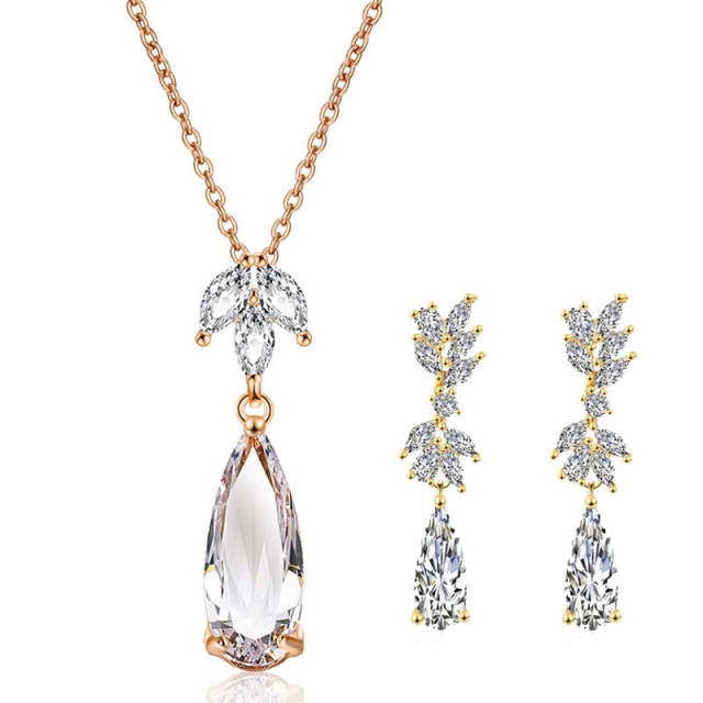 Bridal jewelry women's necklace earrings suit diamond necklace earrings set