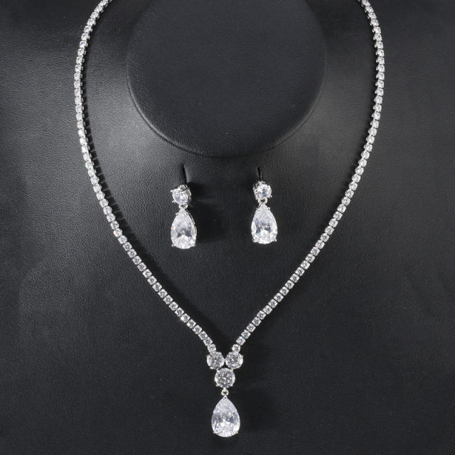 Korean Fashion Necklace Earrings Two-Piece Bridal Wedding Party Dinner Wedding Accessories Set