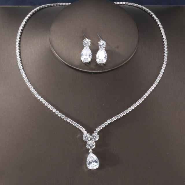 Korean Fashion Necklace Earrings Two-Piece Bridal Wedding Party Dinner Wedding Accessories Set
