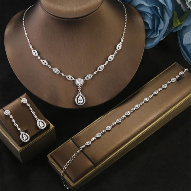 Hot sale Water Drop Stone Three-piece Set Female Fine Jewelry Accessories Wholesale