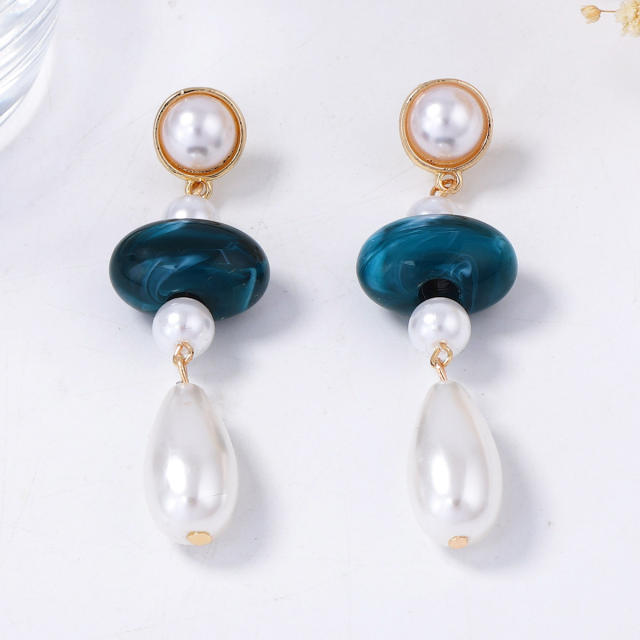 French trend imitation drop pearl dangle earrings for women