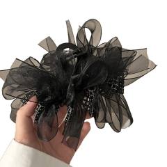 Korean fashion elegant black mesh hair claw clips scrunchies