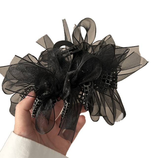 Korean fashion elegant black mesh hair claw clips scrunchies