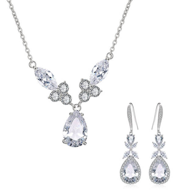 Bridal jewelry women's necklace earrings suit diamond necklace earrings set