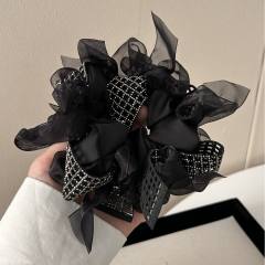 Korean fashion elegant black mesh hair claw clips scrunchies