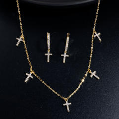 Water Drop Zircon Necklace Earrings Set  Exquisite Light Luxury Simple jewelry set