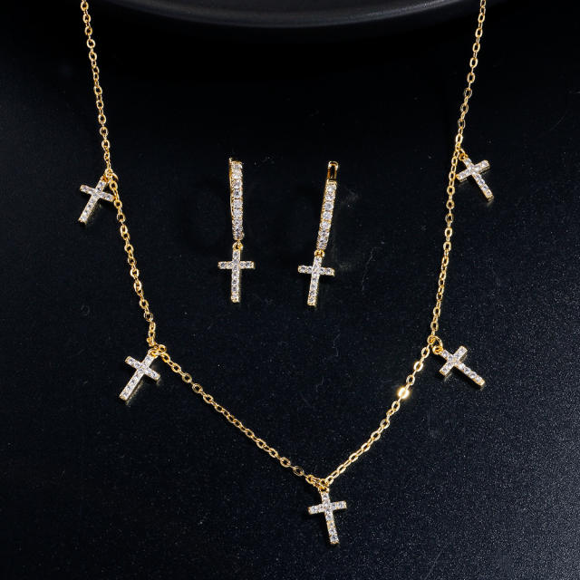 Water Drop Zircon Necklace Earrings Set  Exquisite Light Luxury Simple jewelry set