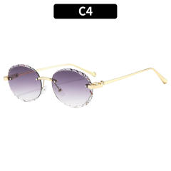 Vintage oval shape rimless women men sunglasses