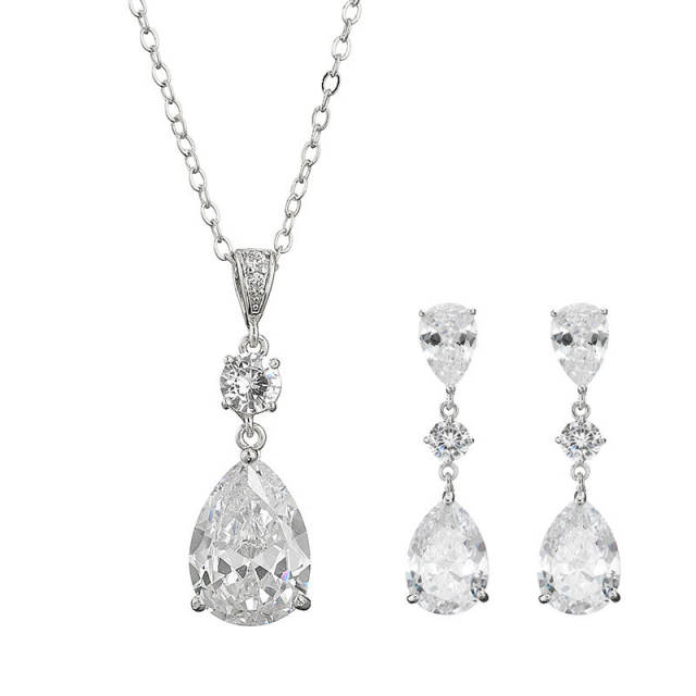 Bridal jewelry women's necklace earrings suit diamond necklace earrings set