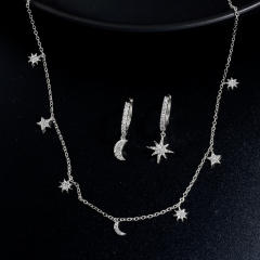 Water Drop Zircon Necklace Earrings Set  Exquisite Light Luxury Simple jewelry set