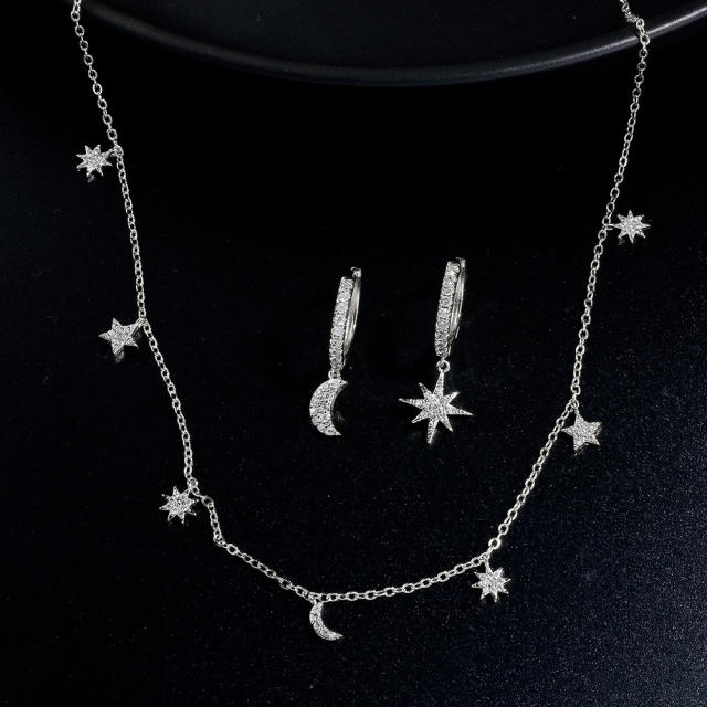 Water Drop Zircon Necklace Earrings Set  Exquisite Light Luxury Simple jewelry set