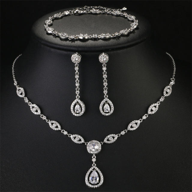 Hot sale Water Drop Stone Three-piece Set Female Fine Jewelry Accessories Wholesale