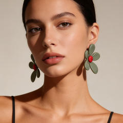 Easy match big size flower earrings