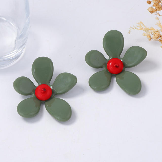 Easy match big size flower earrings